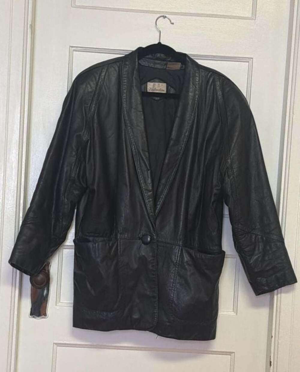 Vintage Distinction Genuine Leather Blazer Jacket Black Size M